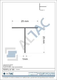 PERFIL N&deg;185 T25x25x1